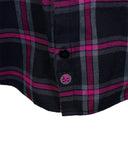 The "Warrior" Black & Pink Flannel (Hidden Snap Collars)