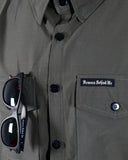 Performance Tech Gun Metal Hybrid Button Up Shirt (Hidden Snap Collars)