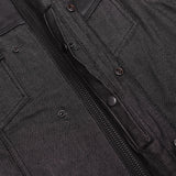 Men's Leather-Denim Combo Motorcycle  Vest - No Collar