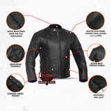 AM Knucklehead Premium Black Men's Leather Motorcycle Jacket