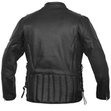 AM Knucklehead Premium Black Men's Leather Motorcycle Jacket