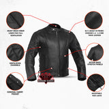 AM Knucklehead Premium Black Men's Leather Motorcycle Jacket