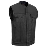 Men's AM  Black Cowhide Leather Motorcycle Vest