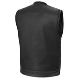 Men's AM  Black Cowhide Leather Motorcycle Vest
