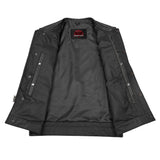 Men's AM  Black Cowhide Leather Motorcycle Vest