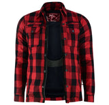Alpha Check Men's  Armored Motorcycle Flannel Shirt - Red/Black