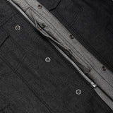 Men's Rough Rub-Off Raw Finish Motorcycle Denim Vest - Black