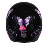 DOT Approved Daytona Cruiser Open Face Motorcycle Helmet - Men, Women & Youth - With Visor & Graphics - W/ Butterfly
