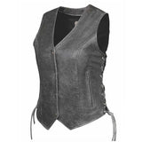 Bessie - Women's lambskin Leather Motorcycle Vest