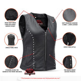 Biker Babe Women's Studded Leather Motorcycle Vest