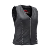 Biker Babe Women's Studded Leather Motorcycle Vest