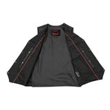 Men's Traditional Leather Motorcycle Vest - Black