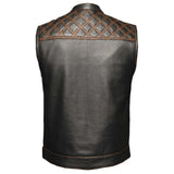 Orange Diamond - Men's Club Style Leather Motorcycle Vest