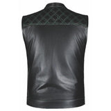 Green Diamond - Unik Mens Premium Leather Diamond Stitch Club Vest