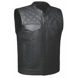 Black Diamond  - Mens Premium Leather Diamond Stitch Club Vest