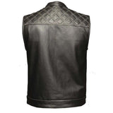 White Diamond - Mens Premium Leather Diamond Stitch Club Vest
