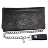 Black Trifold Snap Closure Biker Wallet