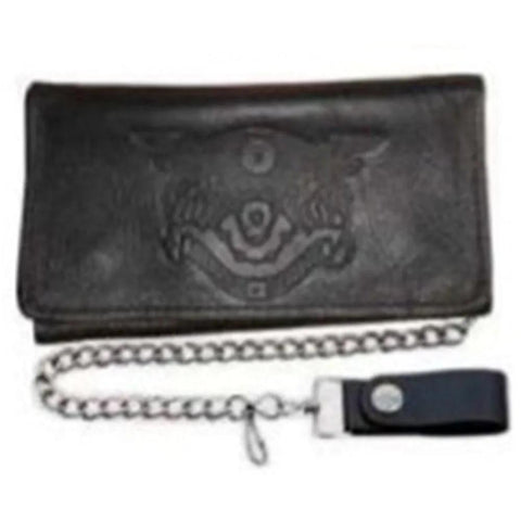 Black Trifold Snap Closure Biker Wallet