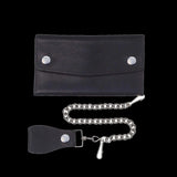 Black Snap Closure Biker Leather Wallet