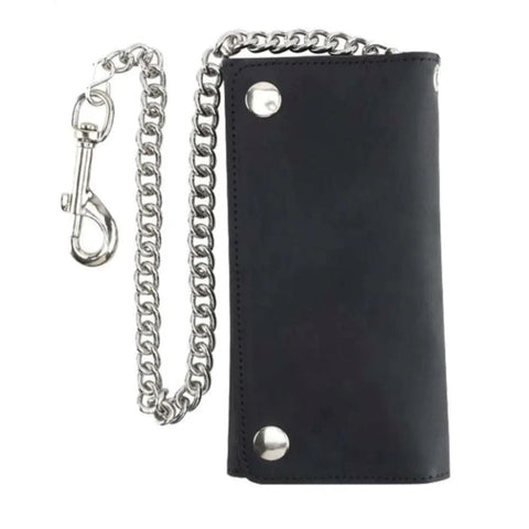 Black Trifold Biker Chain Wallet