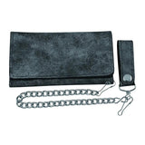 Black Trifold Snap Closure Leather Wallet