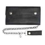 Black Snap Closure Biker Leather Wallet