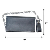 Long Black Trifold Biker Chain Wallet