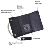 Brown Trifold Snap Closure Biker Long Chain Wallet