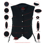 Women's 6 Pocket Denim Utility Vest - Black