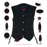 Women's 6 Pocket Denim Utility Vest - Black