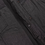 Men's Leather-Denim Combo Motorcycle  Vest - No Collar