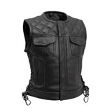 Bonnie - Women's Motorcycle Leather Vest - Diamond Quilt