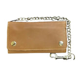 Brown Trifold Long Chain Biker Wallet