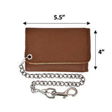 Small Brown Trifold Long Chain Biker Wallet