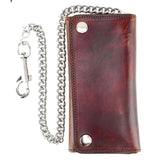 Red Trifold Biker Chain Wallet