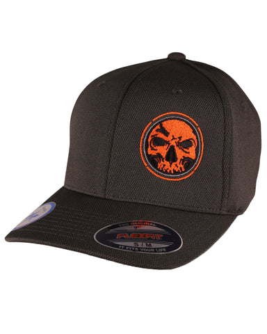 Flexfit "Never Fade" Orange Circle Logo Charcoal Fitted Cap