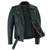 Men's Classic Plain Side Police Style M/C Jacket - TALL