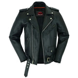 Men's Classic Plain Side Police Style M/C Jacket - TALL