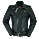 Men's Classic Plain Side Police Style M/C Jacket - TALL