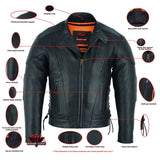 Men's Premium Vented Motorcycle Jacket – Side Laces