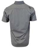 Micro-Perforated, Stretch Embroidered Button-Up