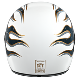D.O.T. & ECE Daytona Retro Full Face Motorcycle Helmet: Vintage Style for Men, Women, & Youth - W/ Flames