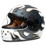 D.O.T. & ECE Daytona Retro Full Face Motorcycle Helmet: Vintage Style for Men, Women, & Youth - W/ Flames