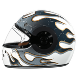 D.O.T. & ECE Daytona Retro Full Face Motorcycle Helmet: Vintage Style for Men, Women, & Youth - W/ Flames