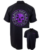 SHORT SLEEVE Men's Embroidered Shop Shirt - Purple Logo
