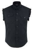 Men's Black Lightweight Sleeveless Denim Shirt