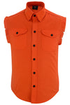 Men's Orange Lightweight Sleeveless Denim Shirt