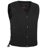 Men's Black Denim Motorcycle Vest – Single Panel Back
