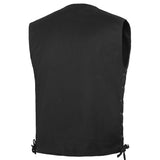 Men's Black Denim Motorcycle Vest – Single Panel Back