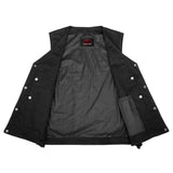 Men's Black Denim Motorcycle Vest – Single Panel Back
